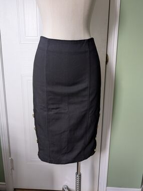 Guess Black Pencil Skirt with Side Button Trim